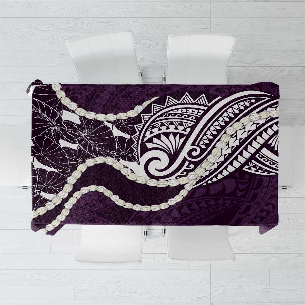 Aloha Hawaii Kalo Pikake Lei Tablecloth Chest Tattoo Purple Hawaiian Pattern