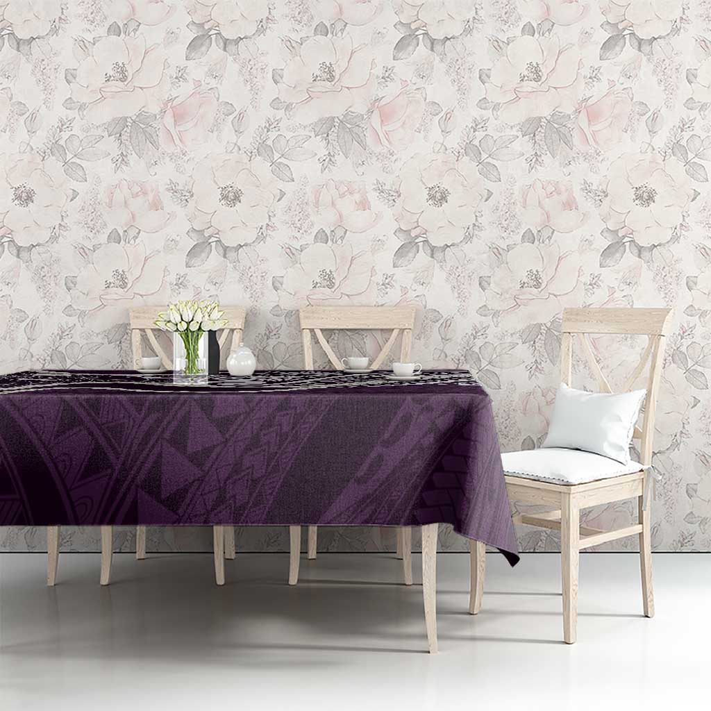 Aloha Hawaii Kalo Pikake Lei Tablecloth Chest Tattoo Purple Hawaiian Pattern