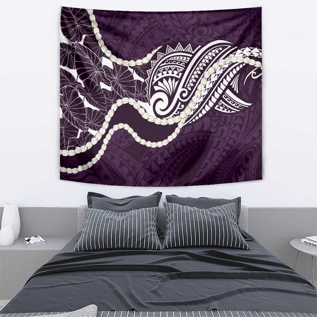 Aloha Hawaii Kalo Pikake Lei Tapestry Chest Tattoo Purple Hawaiian Pattern