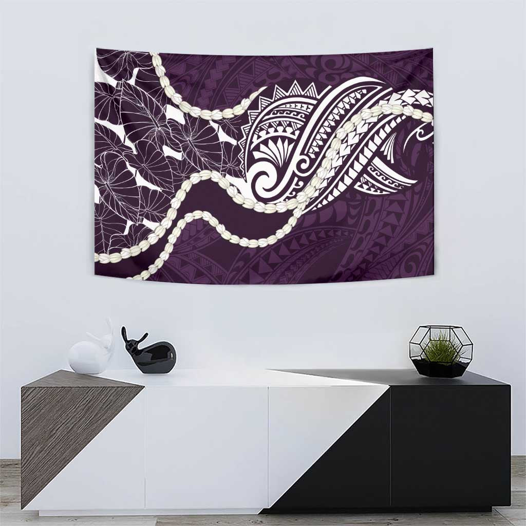 Aloha Hawaii Kalo Pikake Lei Tapestry Chest Tattoo Purple Hawaiian Pattern