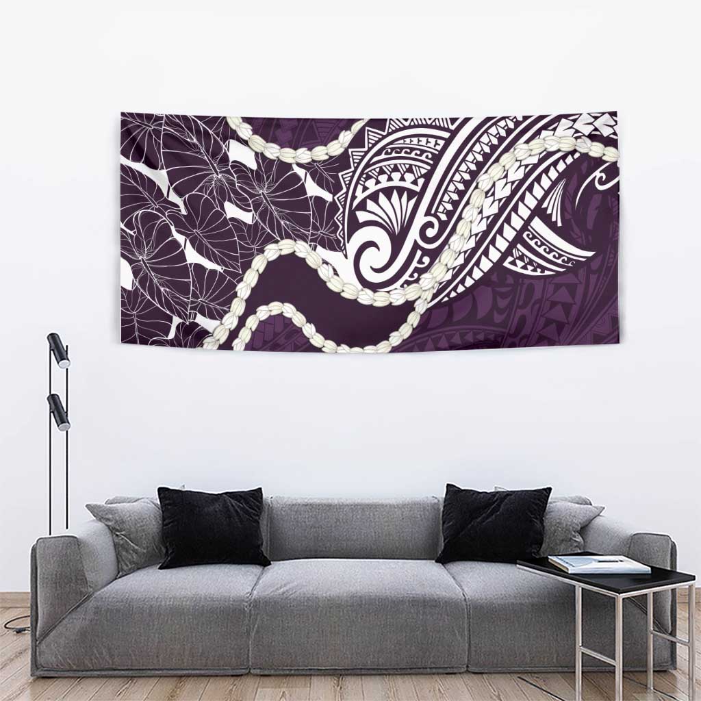 Aloha Hawaii Kalo Pikake Lei Tapestry Chest Tattoo Purple Hawaiian Pattern