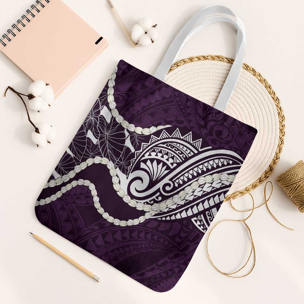 Aloha Hawaii Kalo Pikake Lei Tote Bag Chest Tattoo Purple Hawaiian Pattern