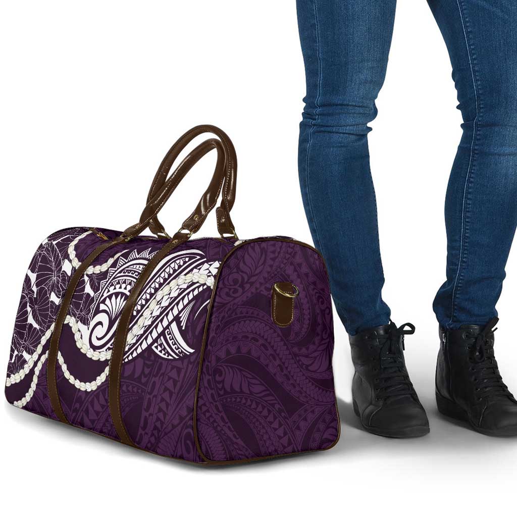 Aloha Hawaii Kalo Pikake Lei Travel Bag Chest Tattoo Purple Hawaiian Pattern