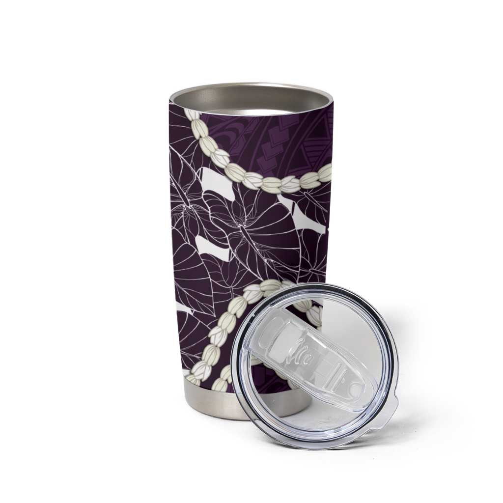 Aloha Hawaii Kalo Pikake Lei Tumbler Cup Chest Tattoo Purple Hawaiian Pattern