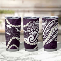 Aloha Hawaii Kalo Pikake Lei Tumbler Cup Chest Tattoo Purple Hawaiian Pattern