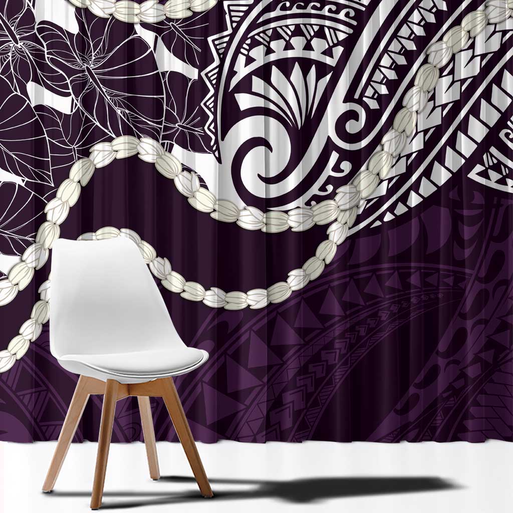 Aloha Hawaii Kalo Pikake Lei Window Curtain Chest Tattoo Purple Hawaiian Pattern