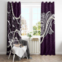 Aloha Hawaii Kalo Pikake Lei Window Curtain Chest Tattoo Purple Hawaiian Pattern
