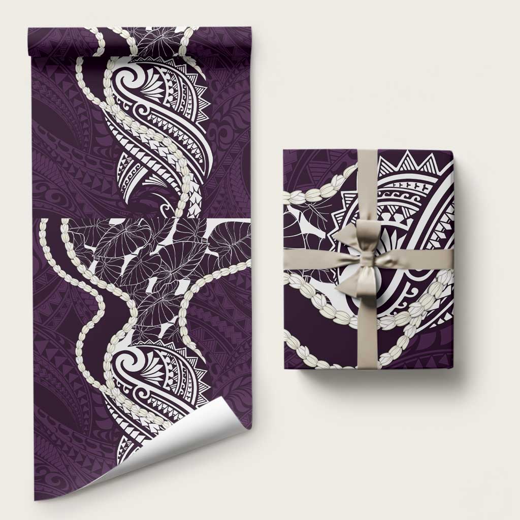 Aloha Hawaii Kalo Pikake Lei Wrapping Paper Chest Tattoo Purple Hawaiian Pattern