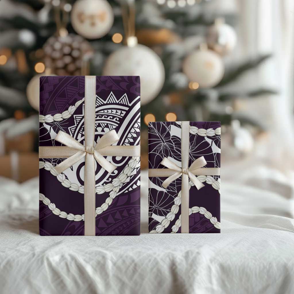 Aloha Hawaii Kalo Pikake Lei Wrapping Paper Chest Tattoo Purple Hawaiian Pattern