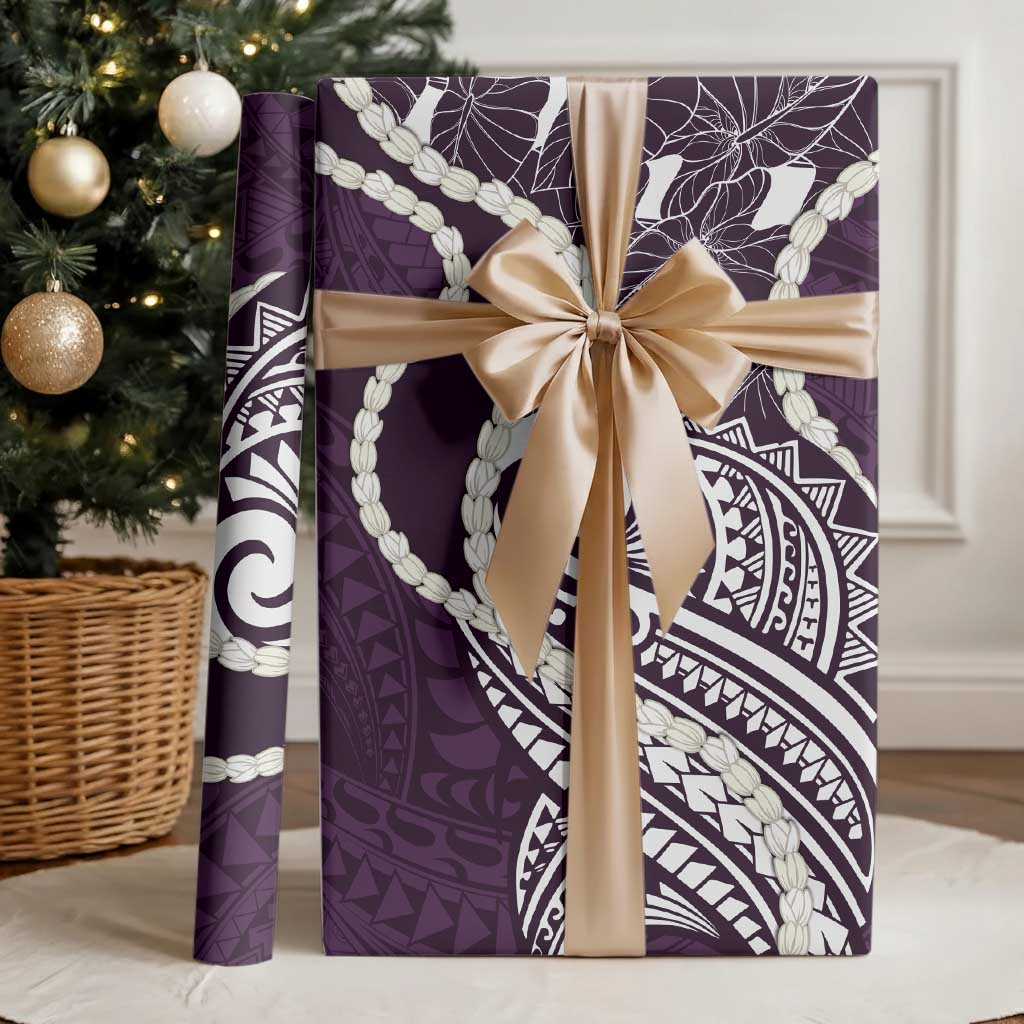 Aloha Hawaii Kalo Pikake Lei Wrapping Paper Chest Tattoo Purple Hawaiian Pattern