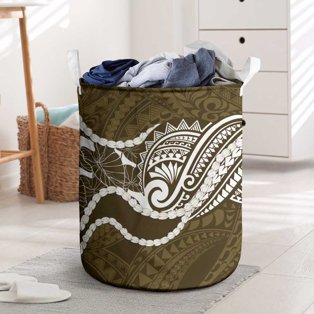 Aloha Hawaii Kalo Pikake Lei Laundry Basket Chest Tattoo Gold Hawaiian Pattern