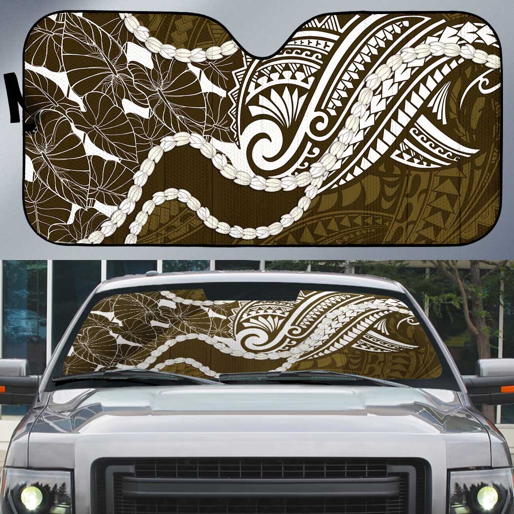 Aloha Hawaii Kalo Pikake Lei Auto Sun Shade Chest Tattoo Gold Hawaiian Pattern
