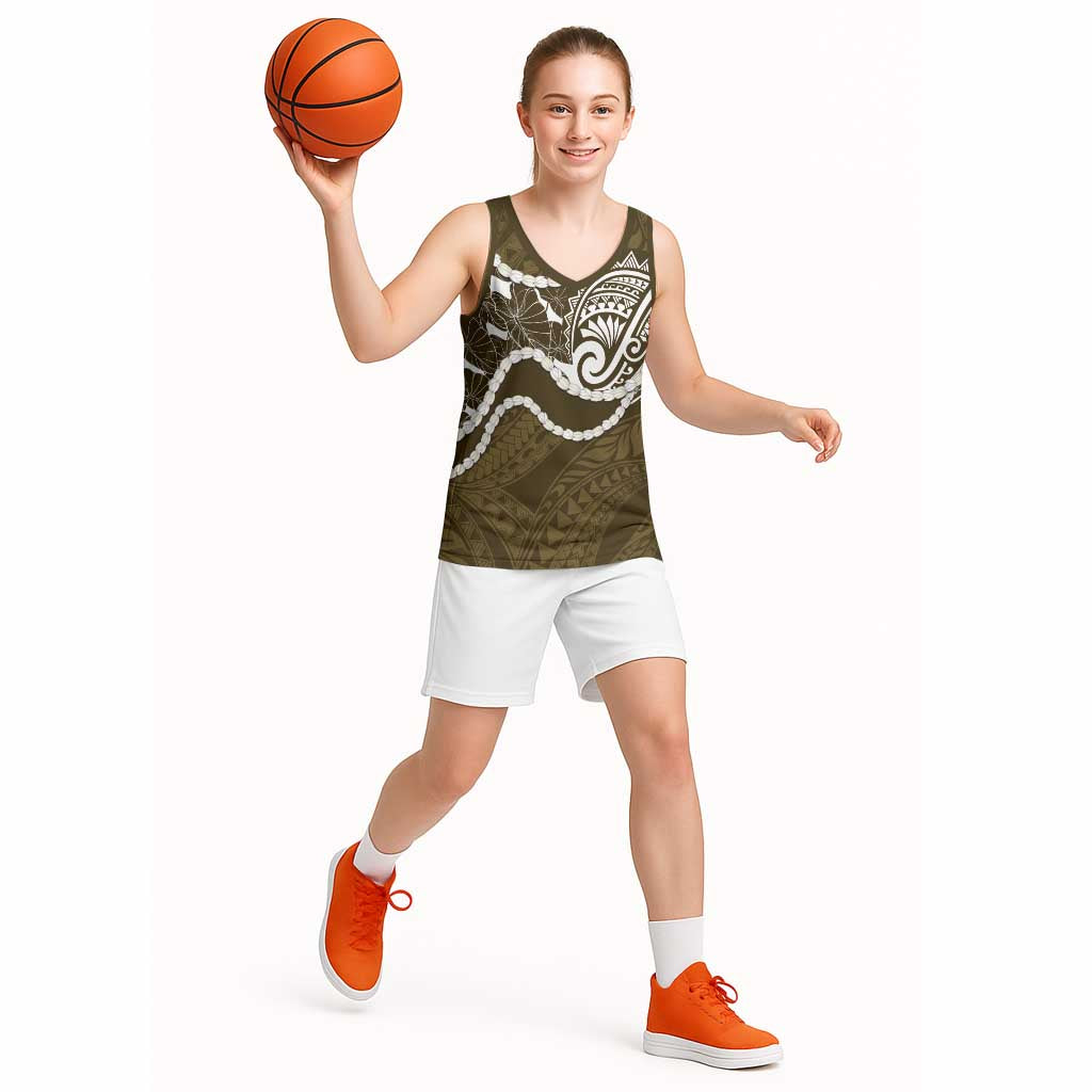 Aloha Hawaii Kalo Pikake Lei Basketball Jersey Chest Tattoo Gold Hawaiian Pattern