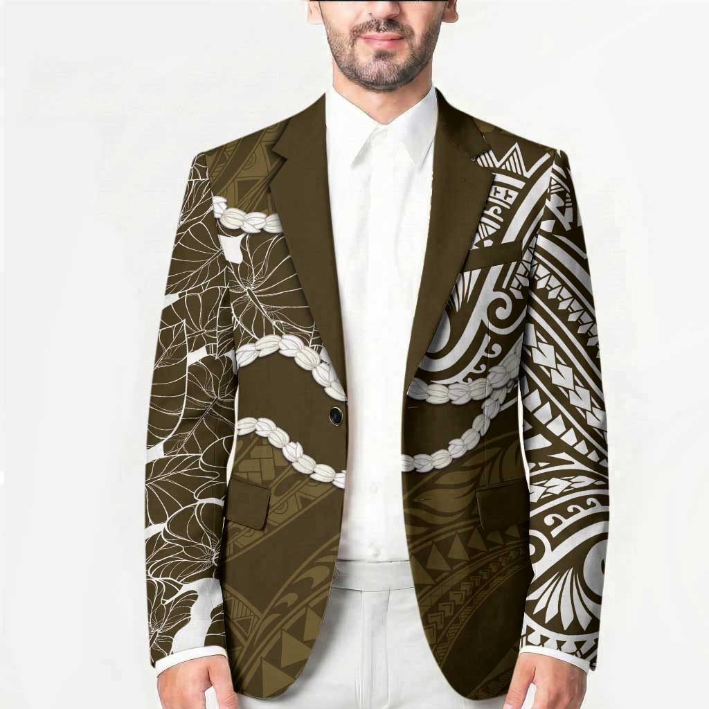 Aloha Hawaii Kalo Pikake Lei Blazer Chest Tattoo Gold Hawaiian Pattern
