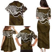 Aloha Hawaii Kalo Pikake Lei Family Matching Puletasi and Hawaiian Shirt Chest Tattoo Gold Hawaiian Pattern LT14 - Polynesian Pride