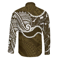 Aloha Hawaii Kalo Pikake Lei Family Matching Summer Maxi Dress and Hawaiian Shirt Chest Tattoo Gold Hawaiian Pattern LT14 - Polynesian Pride