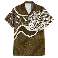 Aloha Hawaii Kalo Pikake Lei Family Matching Tank Maxi Dress and Hawaiian Shirt Chest Tattoo Gold Hawaiian Pattern LT14 Dad's Shirt - Short Sleeve Gold - Polynesian Pride
