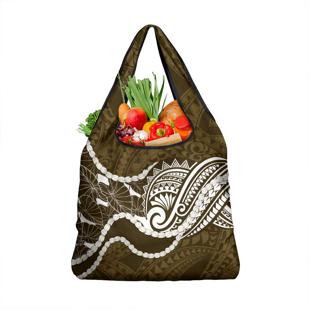 Aloha Hawaii Kalo Pikake Lei Grocery Bag Chest Tattoo Gold Hawaiian Pattern