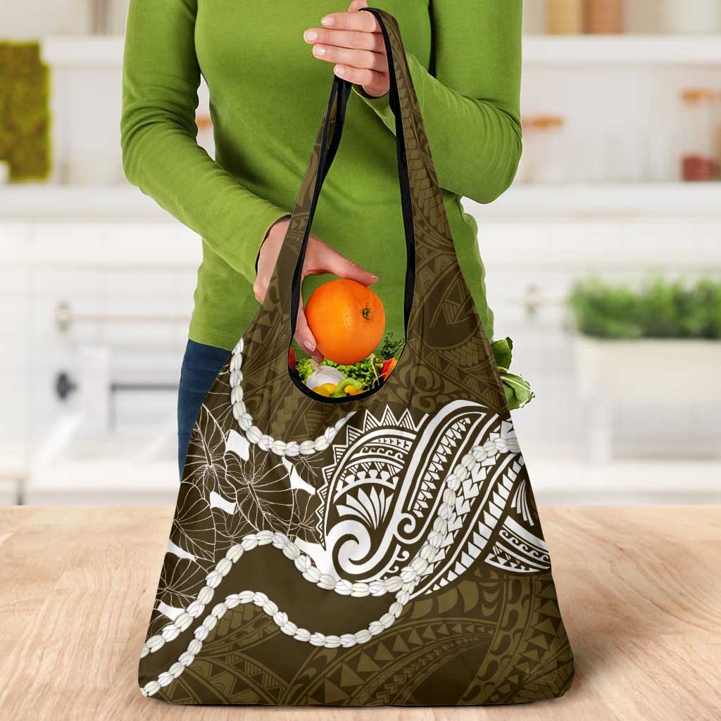 Aloha Hawaii Kalo Pikake Lei Grocery Bag Chest Tattoo Gold Hawaiian Pattern