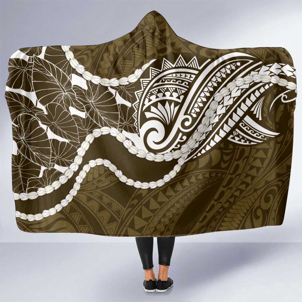 Aloha Hawaii Kalo Pikake Lei Hooded Blanket Chest Tattoo Gold Hawaiian Pattern