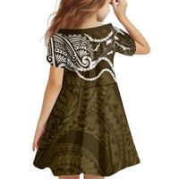 Aloha Hawaii Kalo Pikake Lei Kid Short Sleeve Dress Chest Tattoo Gold Hawaiian Pattern