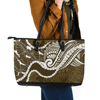 Aloha Hawaii Kalo Pikake Lei Leather Tote Bag Chest Tattoo Gold Hawaiian Pattern