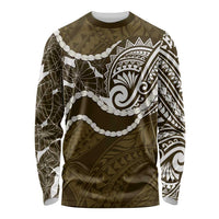 Aloha Hawaii Kalo Pikake Lei Long Sleeve Shirt Chest Tattoo Gold Hawaiian Pattern