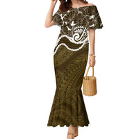 Aloha Hawaii Kalo Pikake Lei Mermaid Dress Chest Tattoo Gold Hawaiian Pattern
