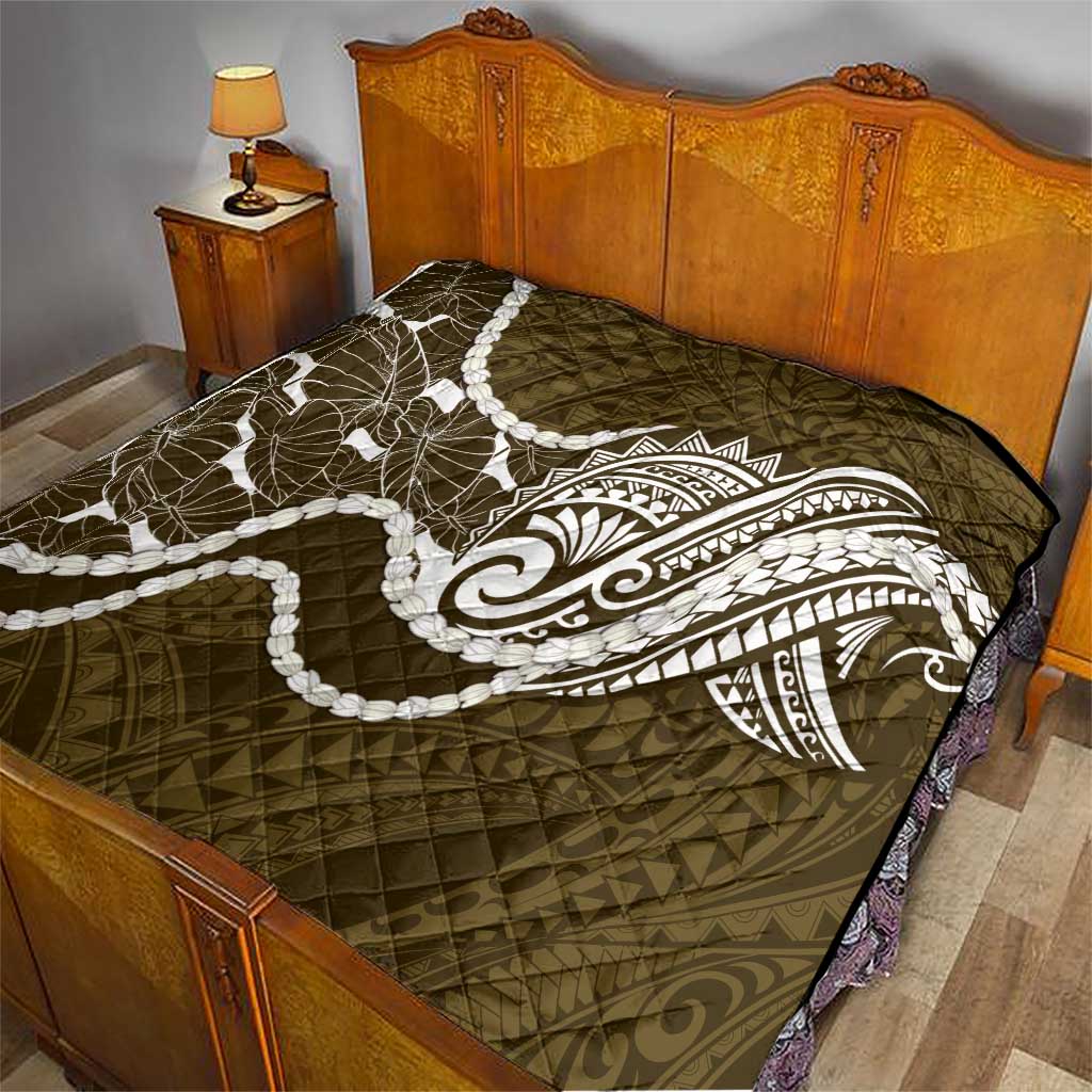 Aloha Hawaii Kalo Pikake Lei Quilt Chest Tattoo Gold Hawaiian Pattern