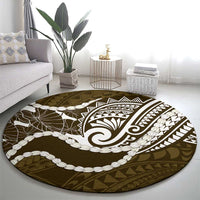 Aloha Hawaii Kalo Pikake Lei Round Carpet Chest Tattoo Gold Hawaiian Pattern