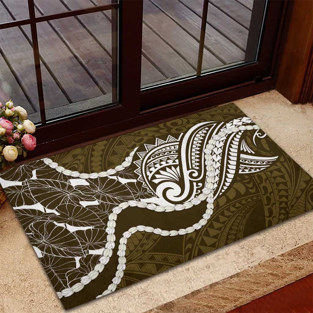Aloha Hawaii Kalo Pikake Lei Rubber Doormat Chest Tattoo Gold Hawaiian Pattern