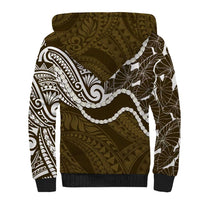 Aloha Hawaii Kalo Pikake Lei Sherpa Hoodie Chest Tattoo Gold Hawaiian Pattern