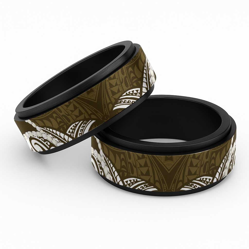 Aloha Hawaii Kalo Pikake Lei Spinner Ring Chest Tattoo Gold Hawaiian Pattern