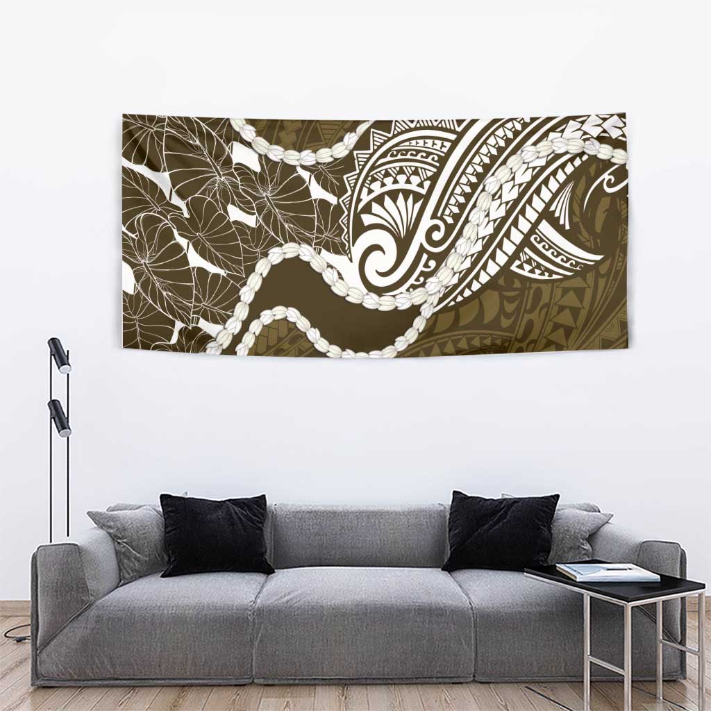 Aloha Hawaii Kalo Pikake Lei Tapestry Chest Tattoo Gold Hawaiian Pattern