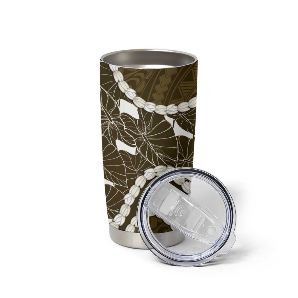 Aloha Hawaii Kalo Pikake Lei Tumbler Cup Chest Tattoo Gold Hawaiian Pattern