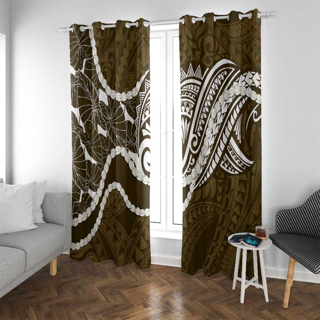 Aloha Hawaii Kalo Pikake Lei Window Curtain Chest Tattoo Gold Hawaiian Pattern