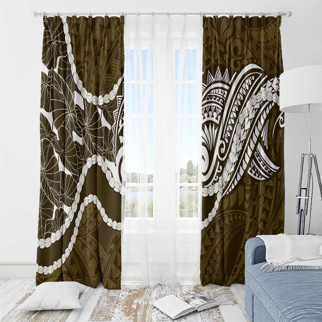 Aloha Hawaii Kalo Pikake Lei Window Curtain Chest Tattoo Gold Hawaiian Pattern