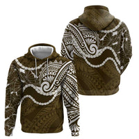 Aloha Hawaii Kalo Pikake Lei Zip Hoodie Chest Tattoo Gold Hawaiian Pattern