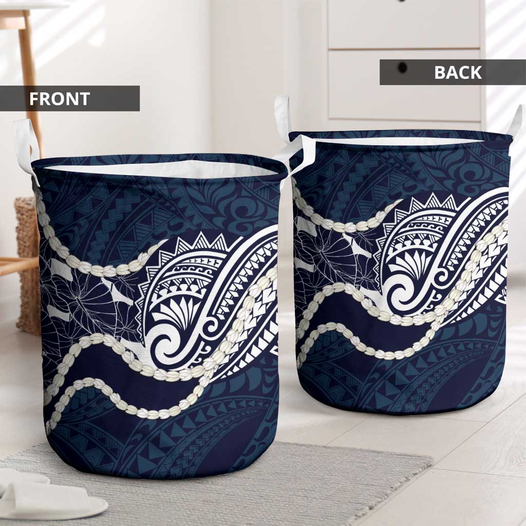 Aloha Hawaii Kalo Pikake Lei Laundry Basket Chest Tattoo Oxford Blue Hawaiian Pattern