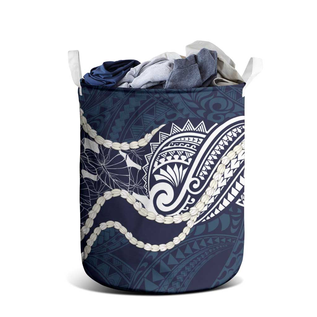 Aloha Hawaii Kalo Pikake Lei Laundry Basket Chest Tattoo Oxford Blue Hawaiian Pattern