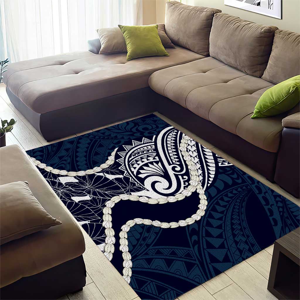 Aloha Hawaii Kalo Pikake Lei Area Rug Chest Tattoo Oxford Blue Hawaiian Pattern