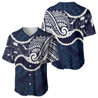 Aloha Hawaii Kalo Pikake Lei Baseball Jersey Chest Tattoo Oxford Blue Hawaiian Pattern