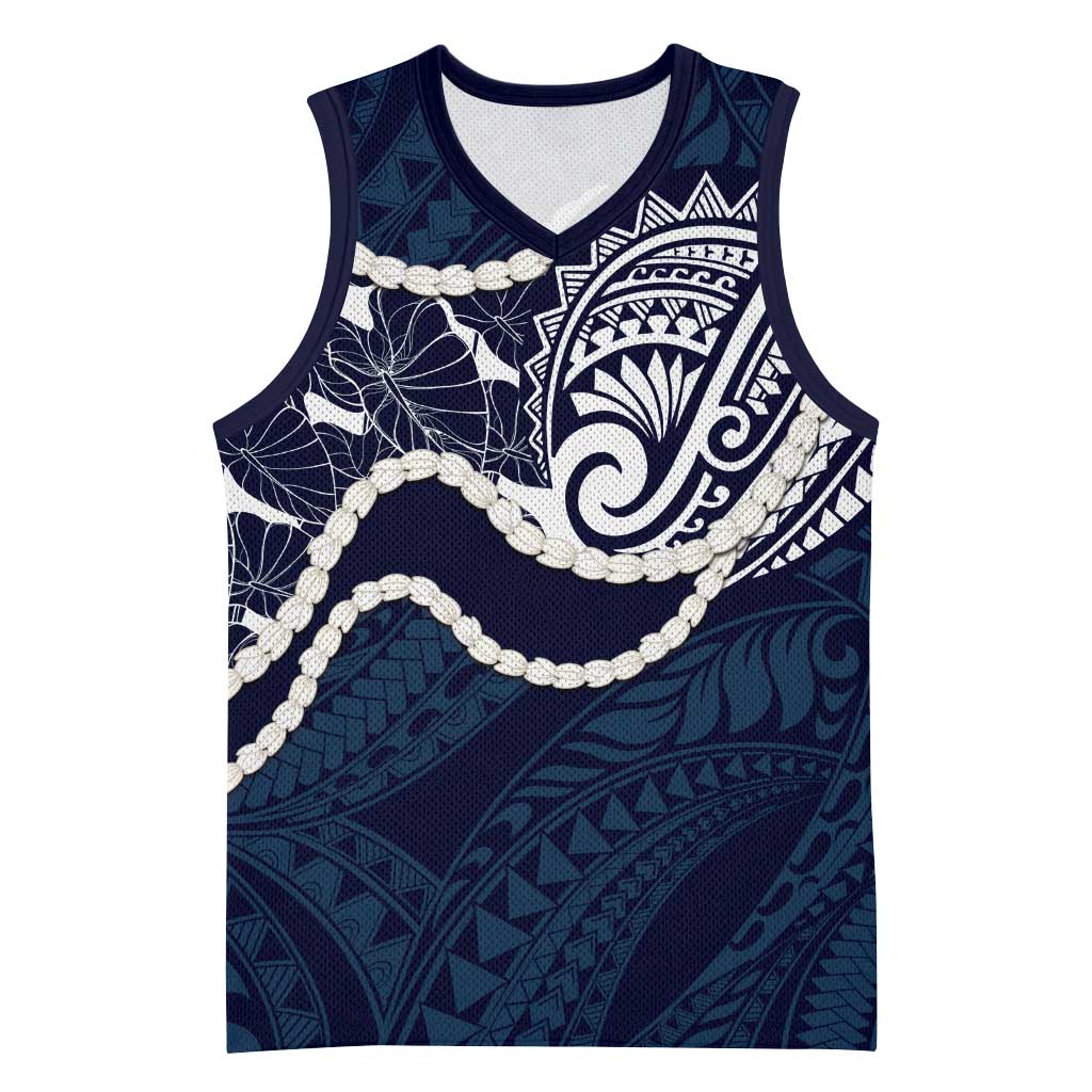 Aloha Hawaii Kalo Pikake Lei Basketball Jersey Chest Tattoo Oxford Blue Hawaiian Pattern
