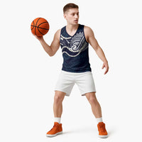 Aloha Hawaii Kalo Pikake Lei Basketball Jersey Chest Tattoo Oxford Blue Hawaiian Pattern