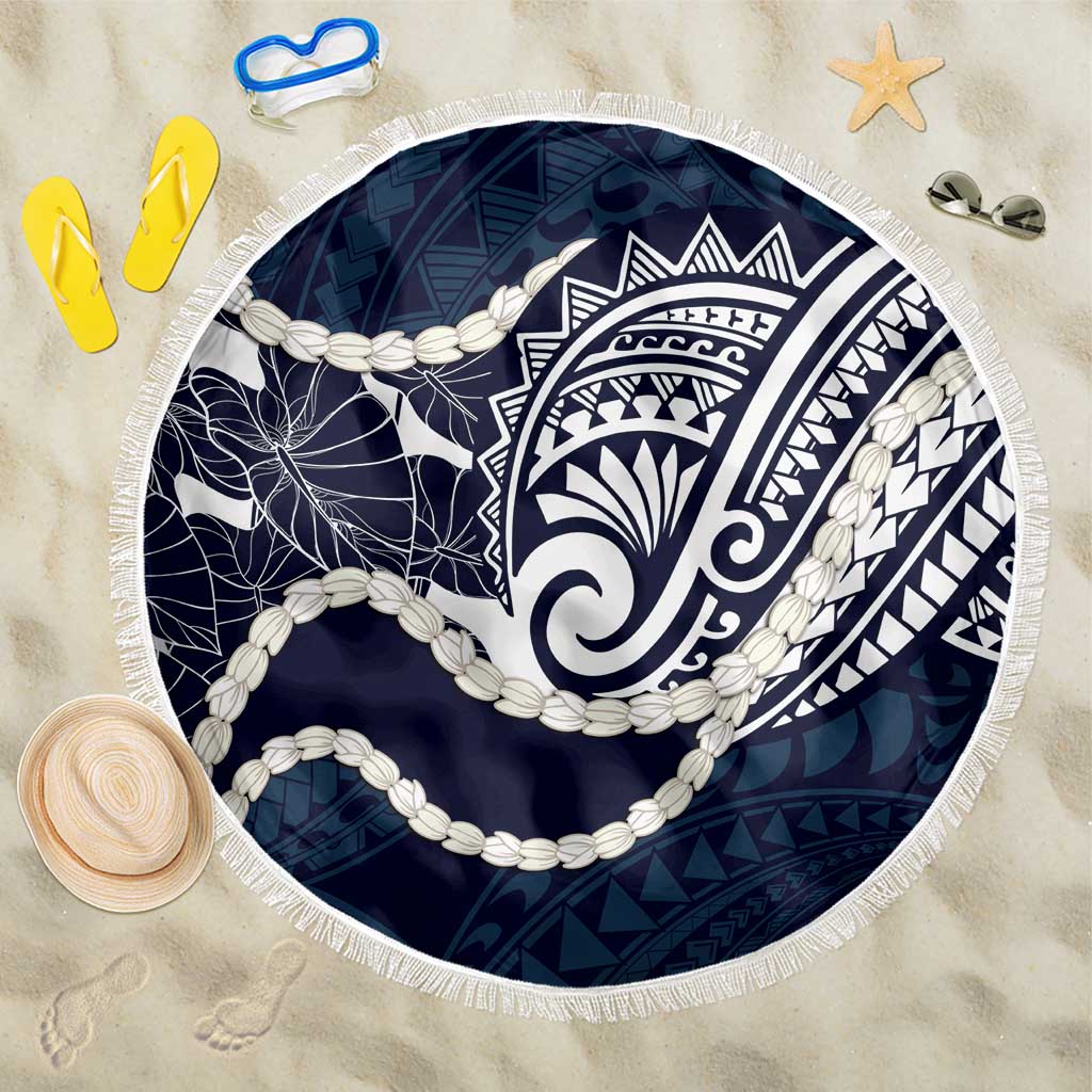 Aloha Hawaii Kalo Pikake Lei Beach Blanket Chest Tattoo Oxford Blue Hawaiian Pattern