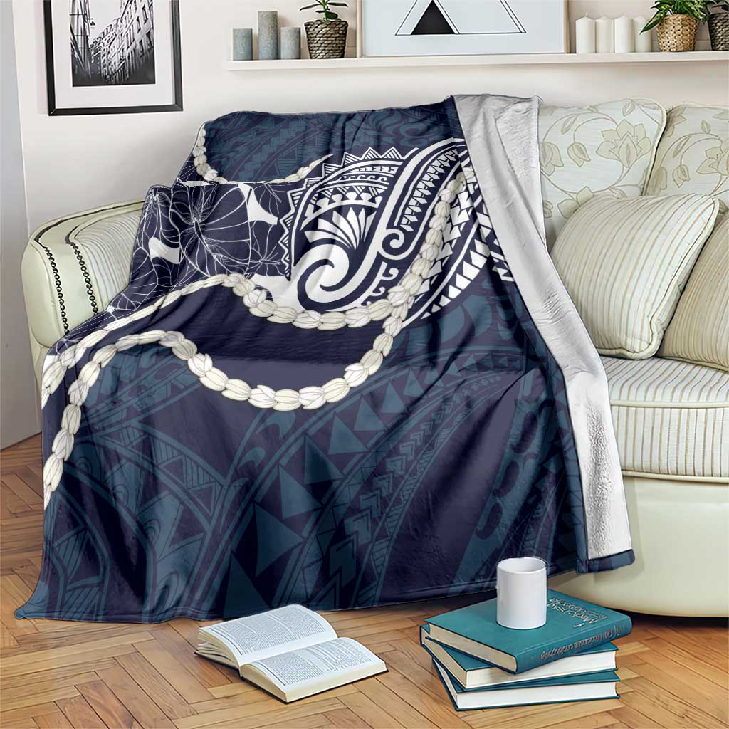 Aloha Hawaii Kalo Pikake Lei Blanket Chest Tattoo Oxford Blue Hawaiian Pattern