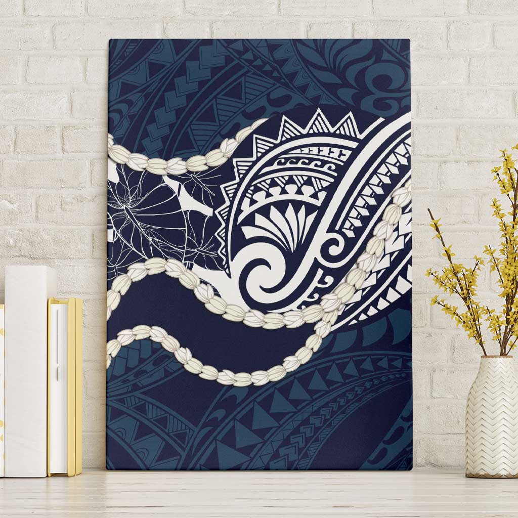 Aloha Hawaii Kalo Pikake Lei Canvas Wall Art Chest Tattoo Oxford Blue Hawaiian Pattern