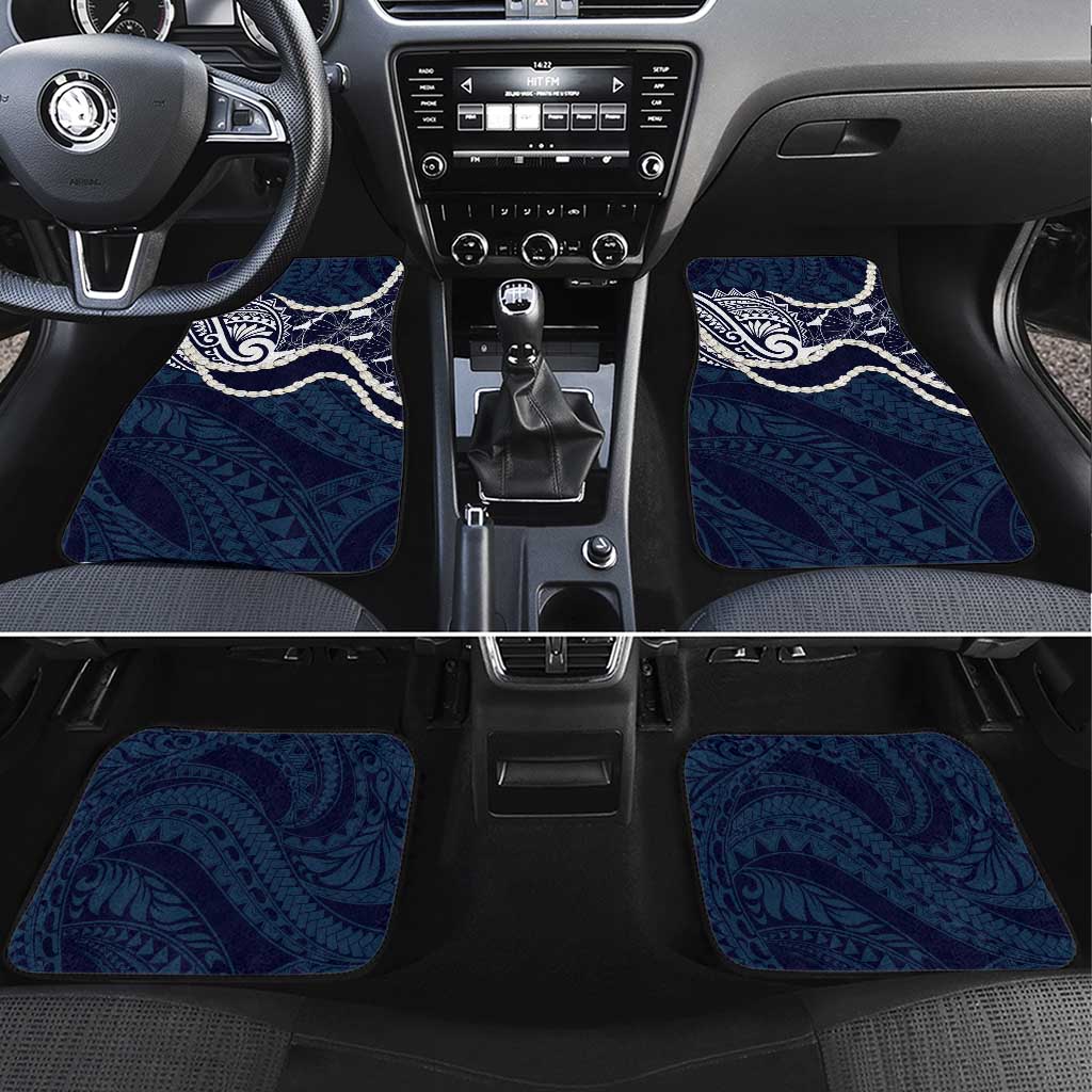 Aloha Hawaii Kalo Pikake Lei Car Mats Chest Tattoo Oxford Blue Hawaiian Pattern