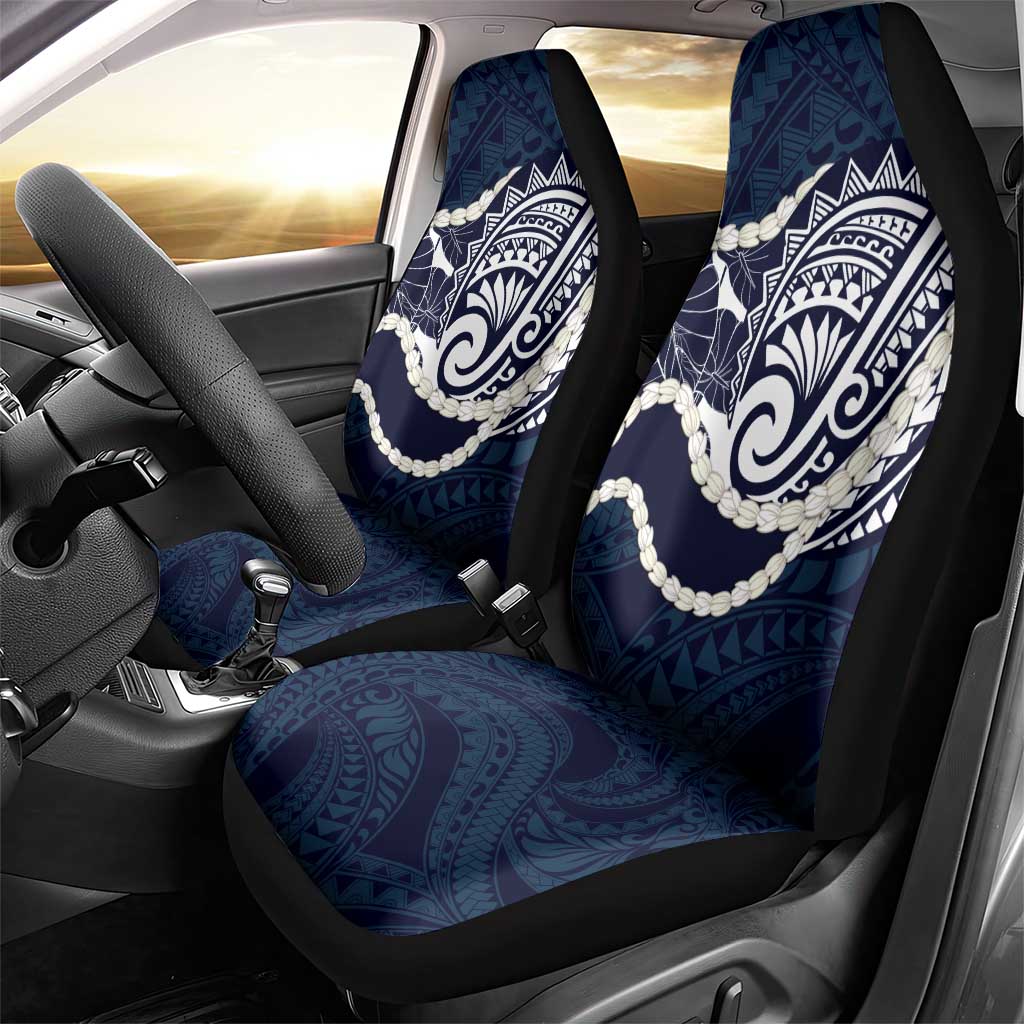 Aloha Hawaii Kalo Pikake Lei Car Seat Cover Chest Tattoo Oxford Blue Hawaiian Pattern
