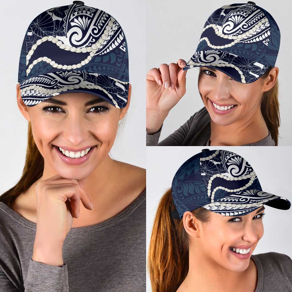 Aloha Hawaii Kalo Pikake Lei Classic Cap Chest Tattoo Oxford Blue Hawaiian Pattern